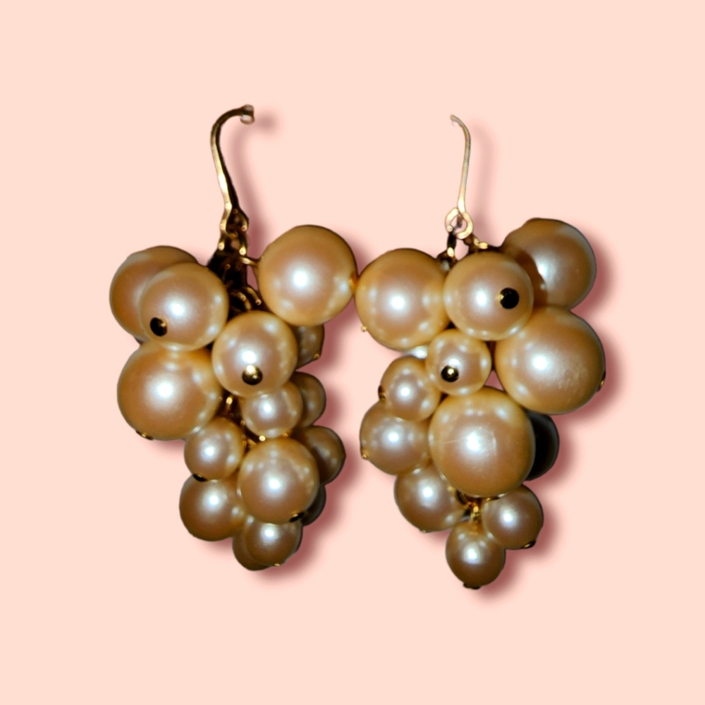 Pearl grape style drop earrings